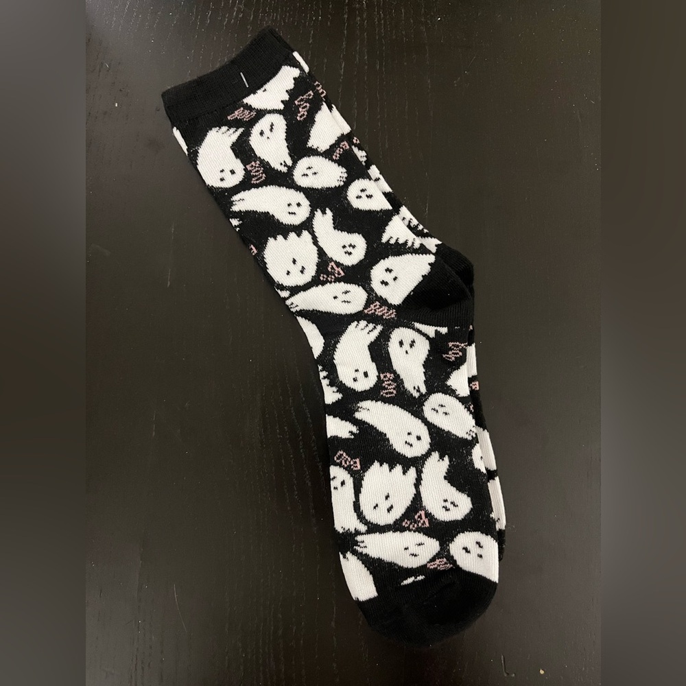 Ghost Patterned Black and White Socks - Picture 1 of 1